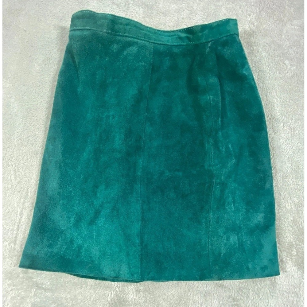 Outerwear By Phoenix Pencil Mini Skirt Womens Emerald Green Leather Back Button